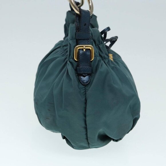 PRADA Hand Bag Nylon Green Gold Auth - Picture 4 of 16